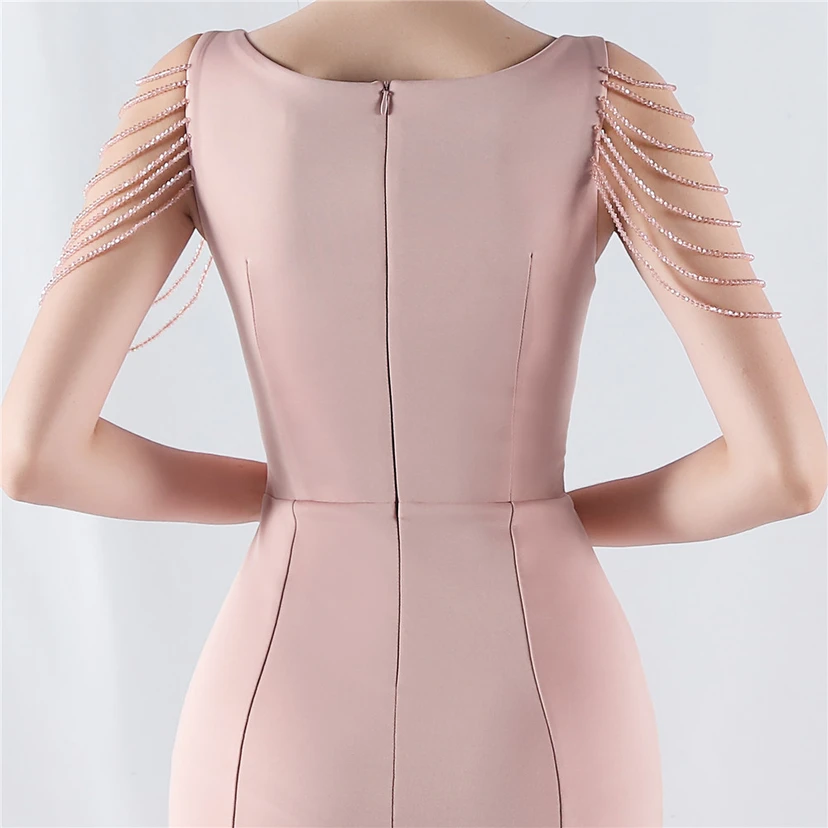 Heavy Hot Diamonds For Transparent Mesh High-Slit Satin Evening Dress Annual Meeting Wedding view 57