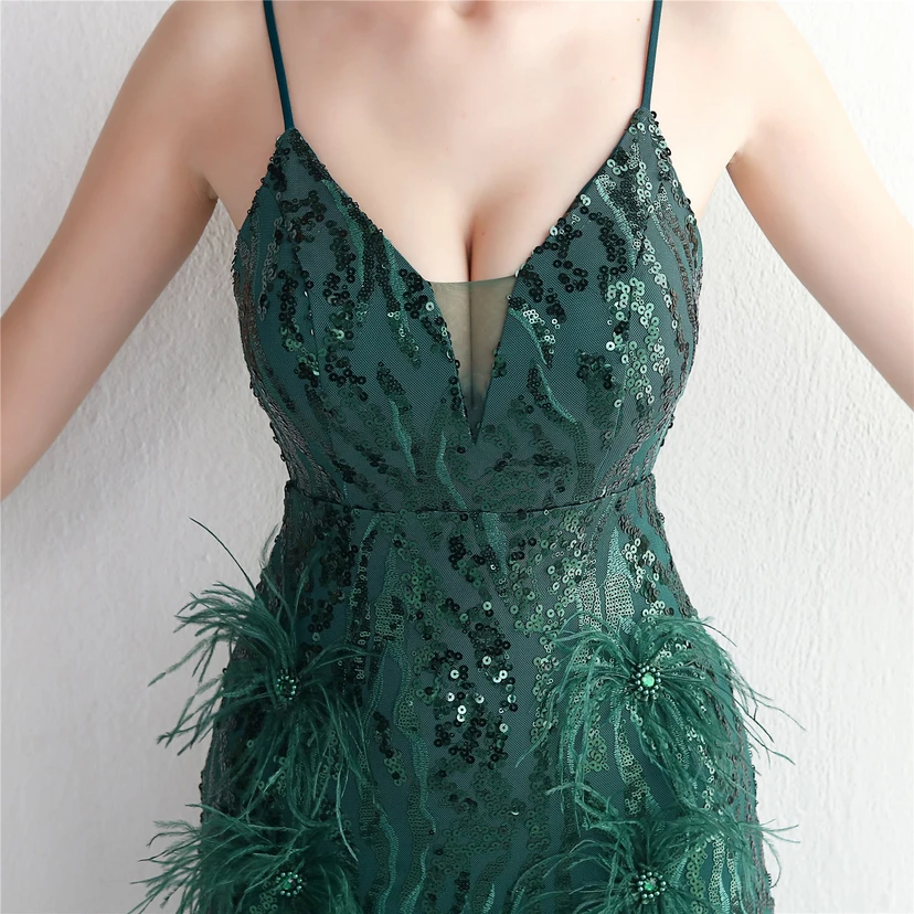 Positioning Flower Craft Beading Craft Imported Wool Dress Long Banquet Slim Evening Dress Elegant Temperament view 53