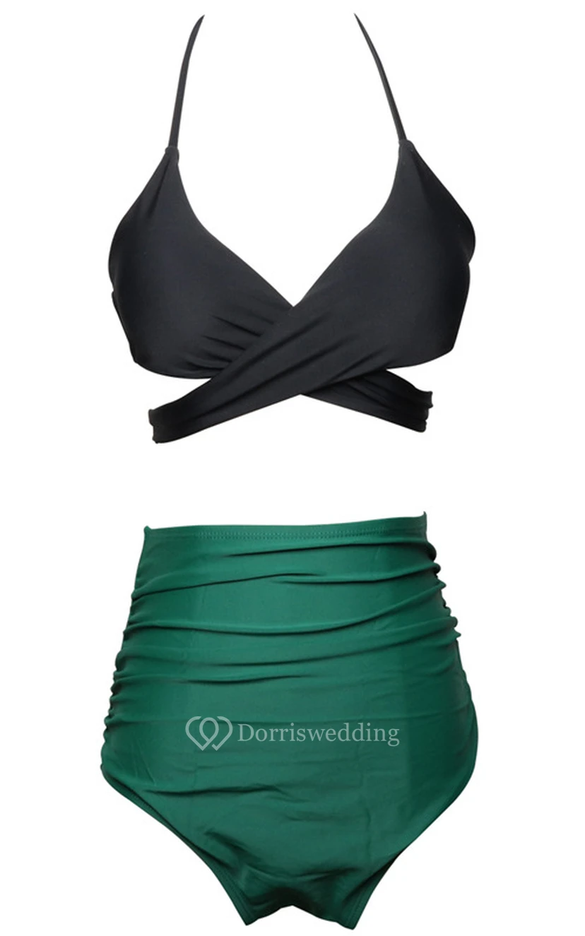 Bikini-Set mit floralem und schlichtem Neckholder und hohem Bund view 8