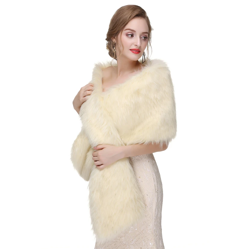 Bridal Winter Warm Wool Cape Fur Wedding Dress Fox Fur Waistcoat view 31