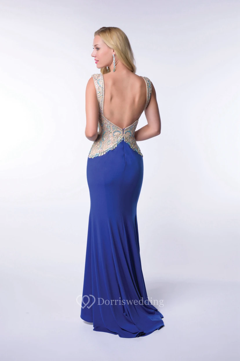 Jersey Sheath Homecoming Dress With Side Slit And Beaded Bust view 2