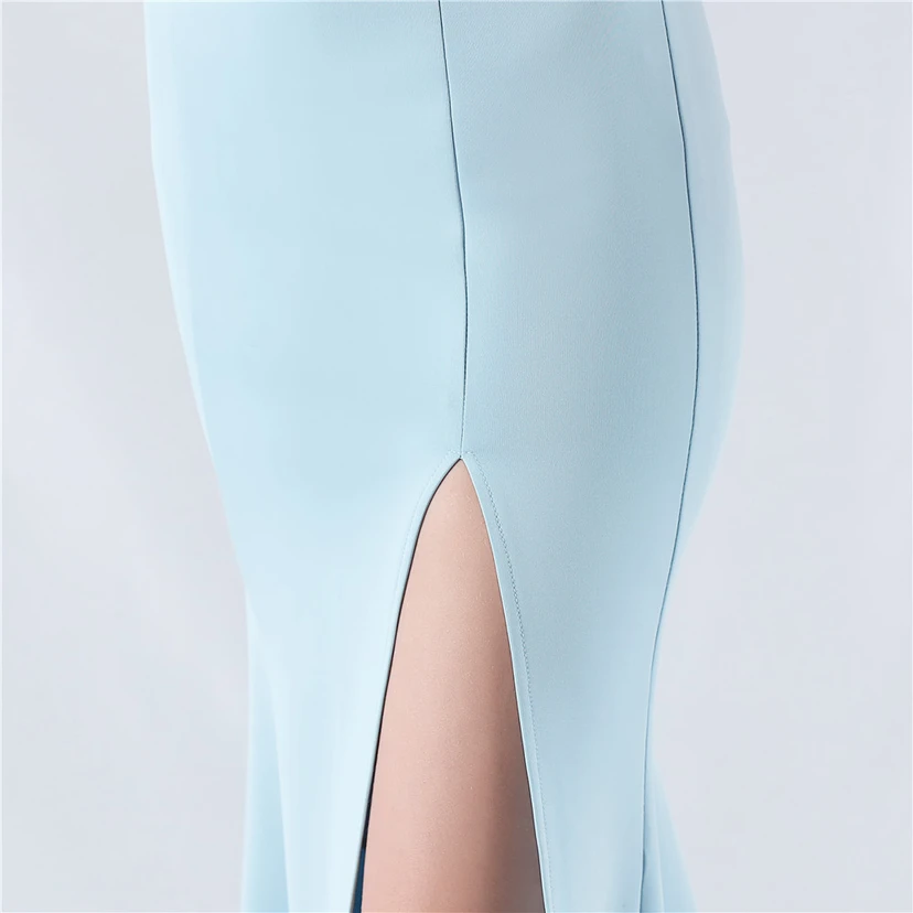 Heavy Hot Diamonds For Transparent Mesh High-Slit Satin Evening Dress Annual Meeting Wedding view 70
