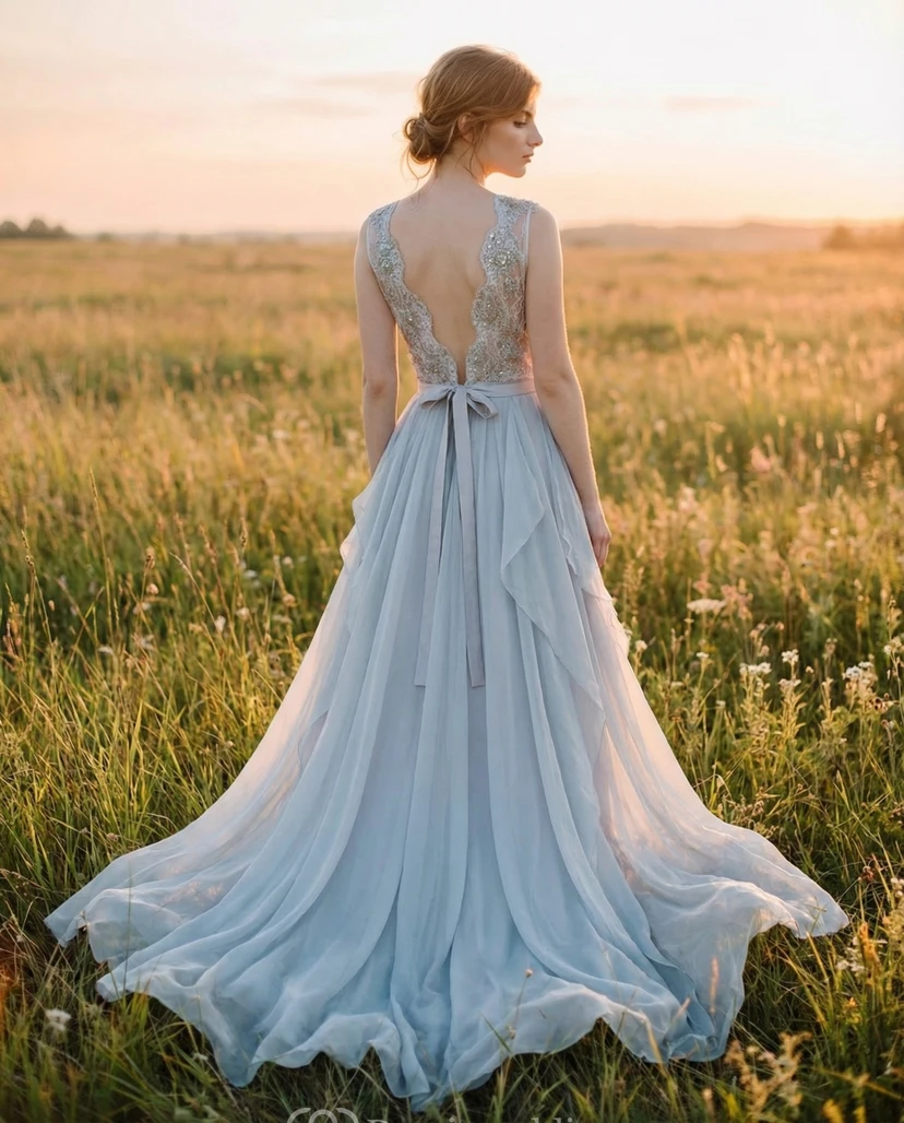 Beaded Purple Lace Floor-Length Bridesmaid Gown view 2