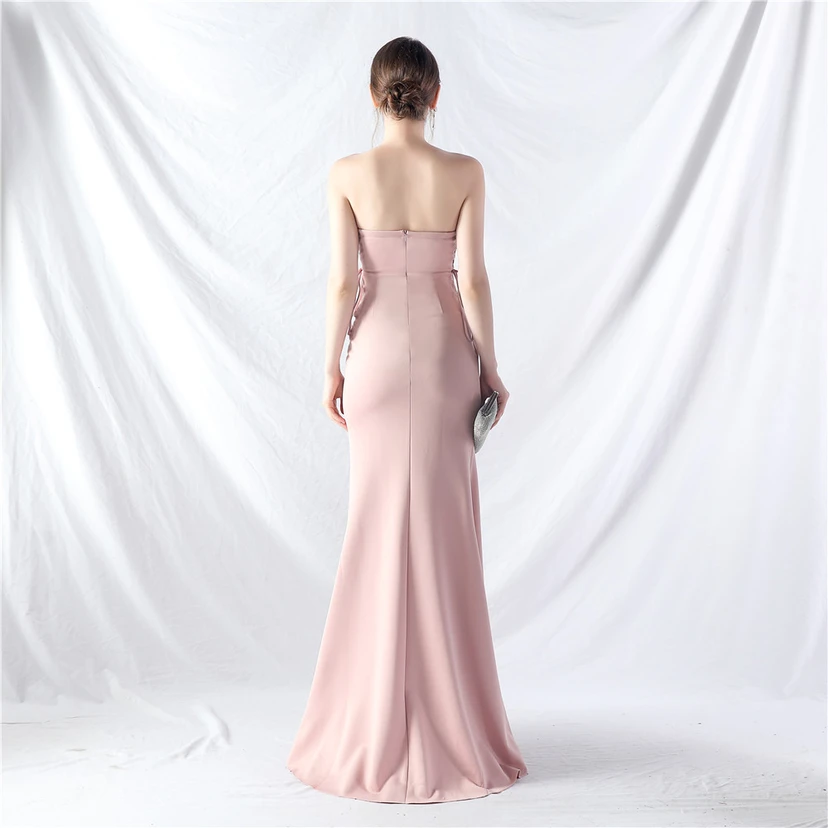 Vestido de noche de satén con cintura y orejas fijas, nueva tendencia, con dos métodos de atado de cuerda. view 36