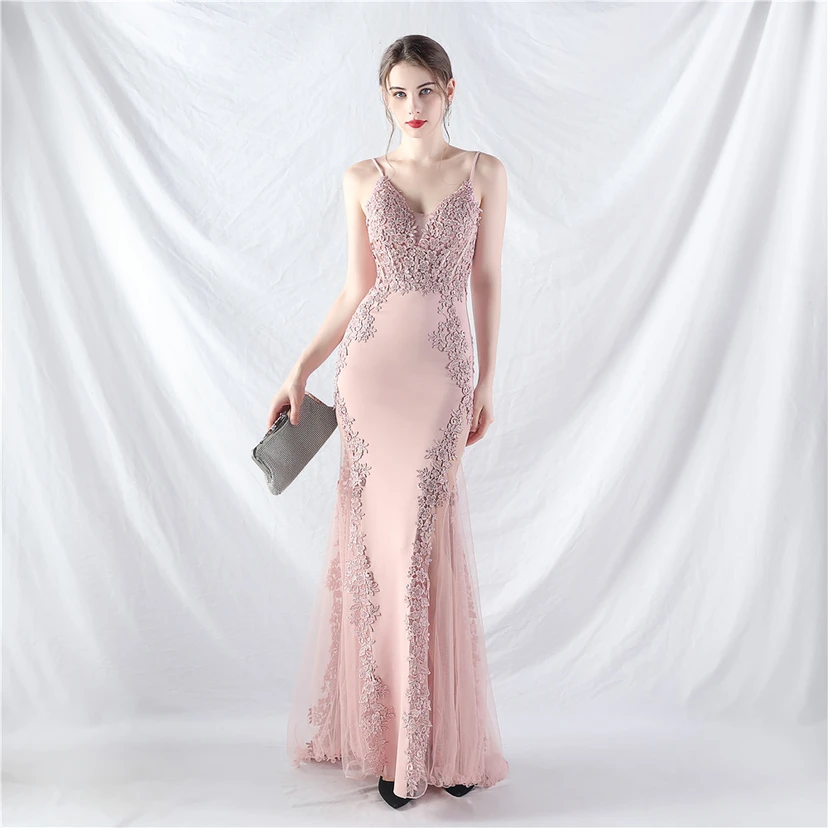 Spitzen-Abendkleid mit heißer Diamant- und Fischgrätenmuster-Weste, tiefem Taillenausschnitt, schulterfreiem Design und kurzer Schleppe view 5