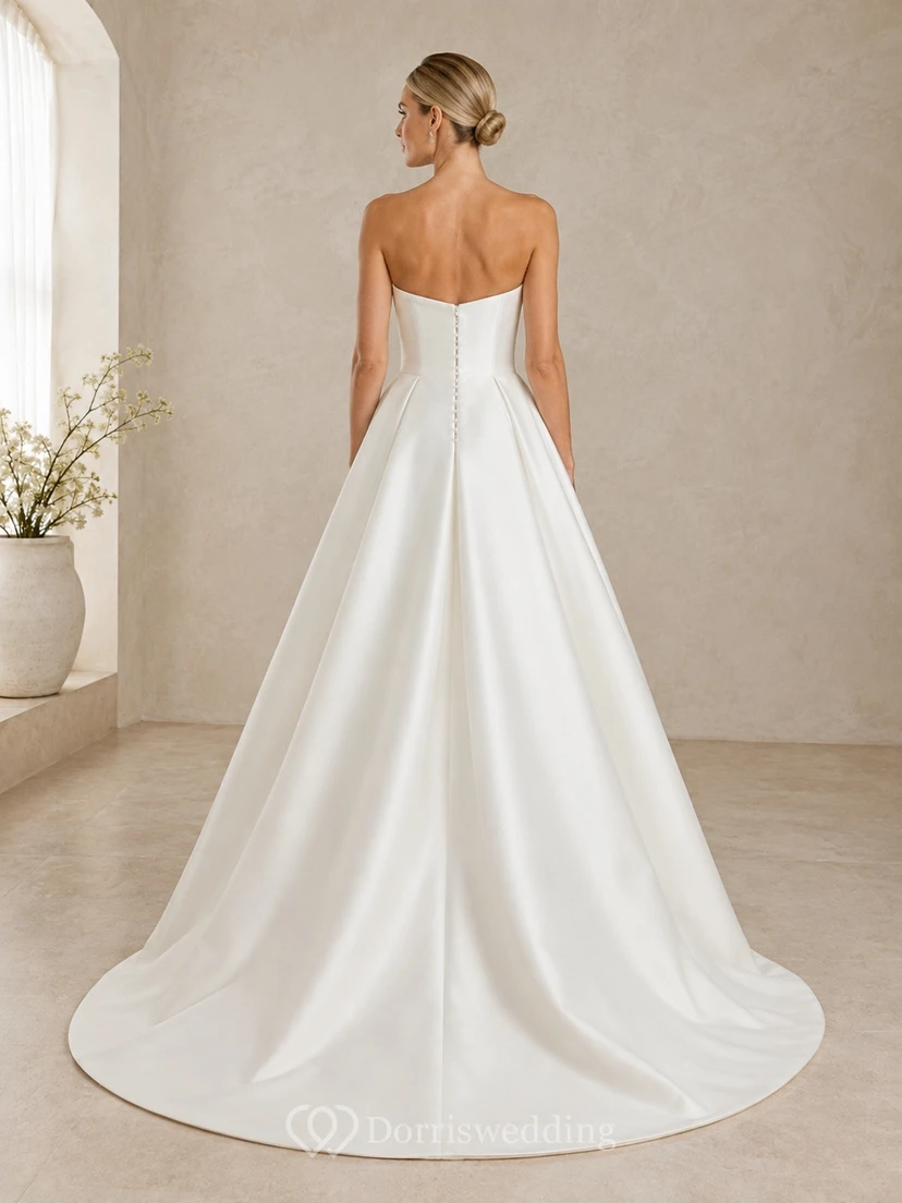 Simple High-low Sleeveless Bridal Ceremony Formal Sweetheart A-line Dress view 2