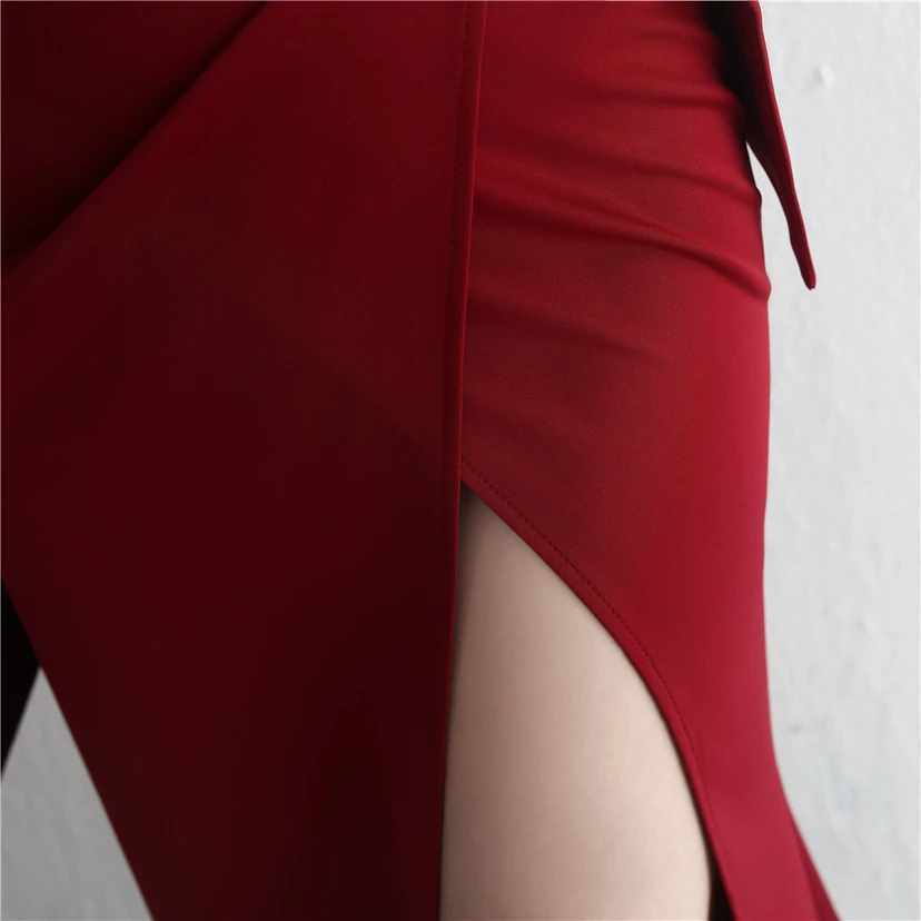 Satin-Kleid mit Perlenbesatz, langem Schlitz, schmal geschnitten, Meerjungfrauenschnitt, für Promi-Dinner, Hochzeiten, Autoausstellungen, Modellbau view 31