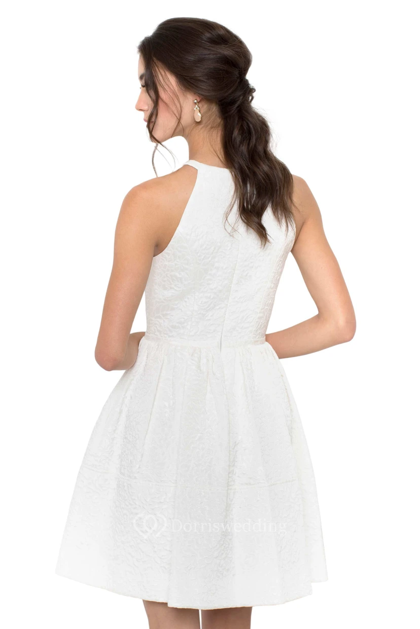 Ärmelloses, weißes Maxikleid in A-Linie mit Reißverschluss hinten view 2