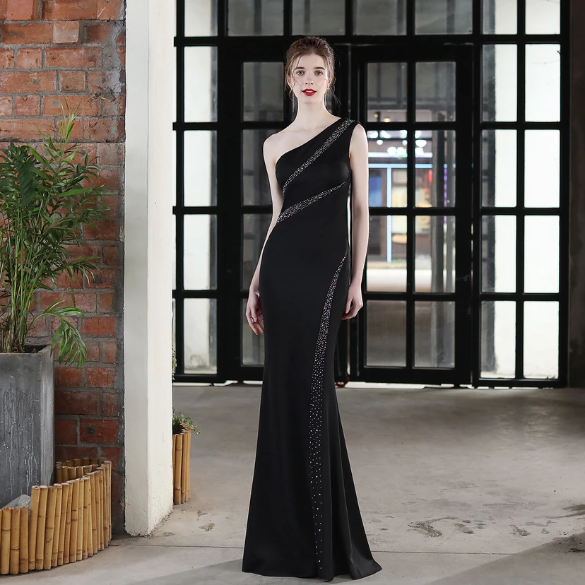 Toast Dress Bride Long One-Shoulder Thank-You Banquet Slim Fishtail Skirt Wedding Car Model Exhibition Dress view 4