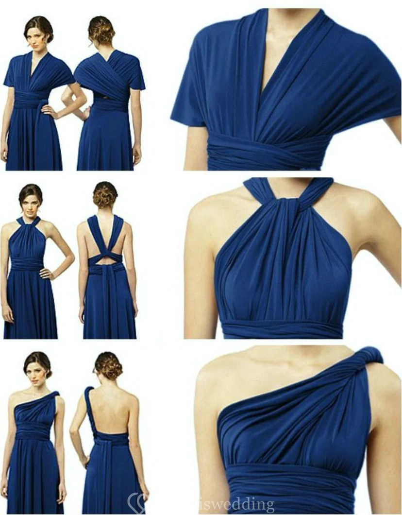 Elegante A-Linien-Abendkleider aus Chiffon, bodenlang, wandelbar, Brautjungfernkleider
