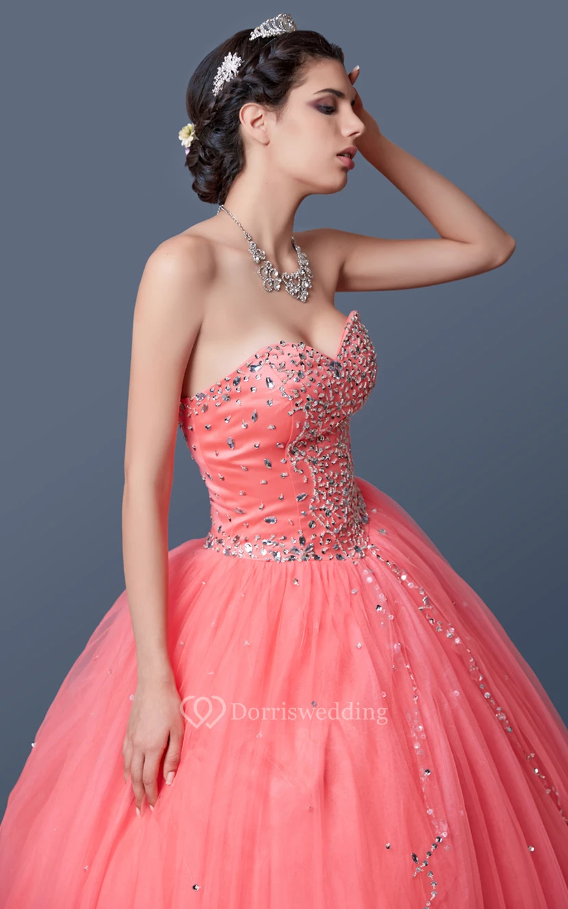 Regal Sequined Sweetheart Layered Tulle Quinceanera Ball Gown view 5