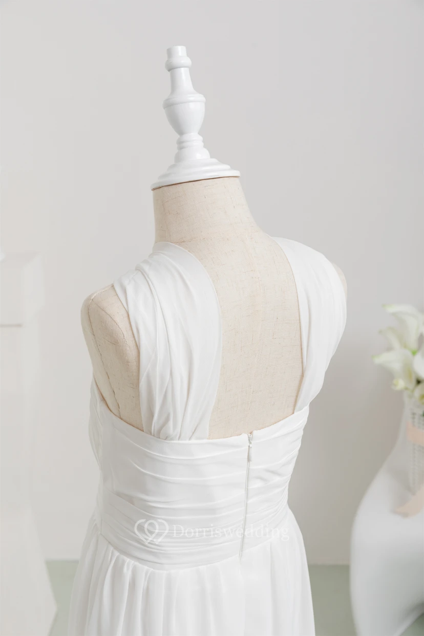 Chiffon Long White Empire Communion Casual Flowergirl Dress view 10