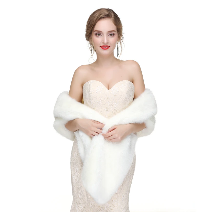 Bridal Winter Warm Wool Cape Fur Wedding Dress Fox Fur Waistcoat view 42