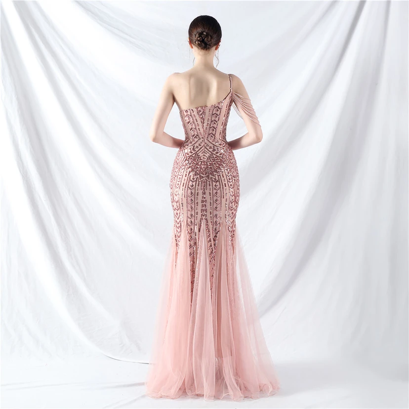 Robe de soirée haut de gamme ornée de perles de positionnement, de fleurs et de broderies en tulle. view 87
