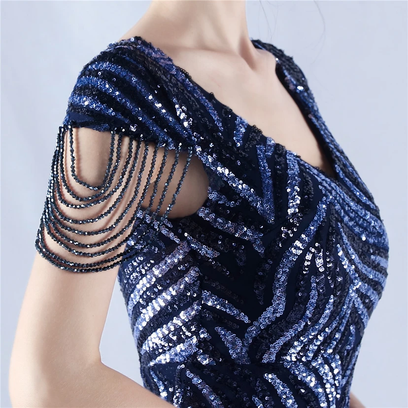 A-Line Big Swing Dress Skirt Encrypted Sequined Craft Beaded Evening Dress view 45