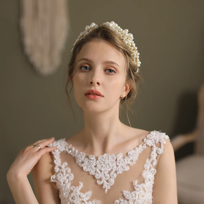 Royal Double Strands of Pearls Headband