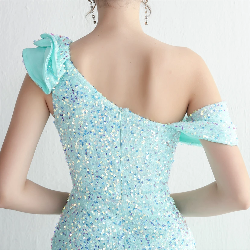Imitation, handgefertigt, Pailletten, schulterfrei, Dankeschön-Bankett, schmaler Meerjungfrauenrock, Hochzeitsauto-Modellausstellung, Prominentenbankett view 52