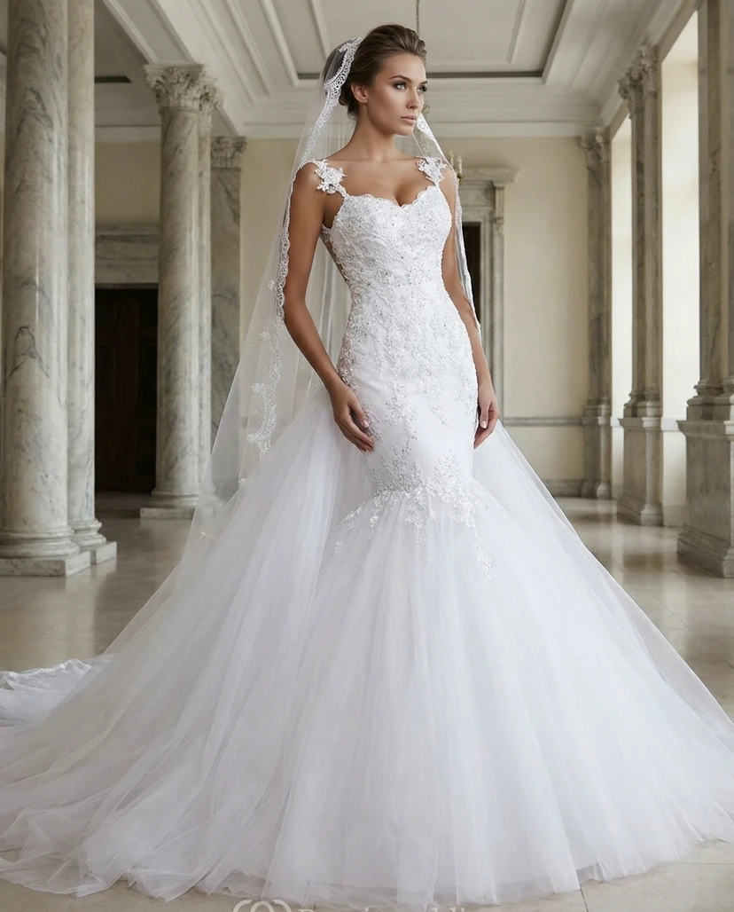 Mermaid Bridal Detachable Dress with Matching Wedding Veil