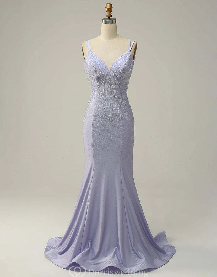 Lavender Sequin Mermaid Gown view 4