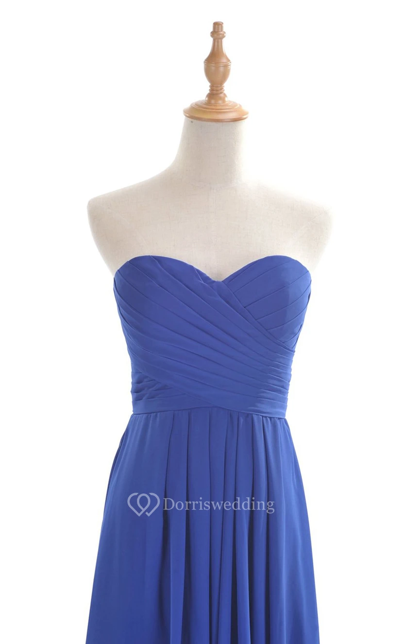 Sweetheart Criss-cross Chiffon A-line Dress With Lace-up Back view 35