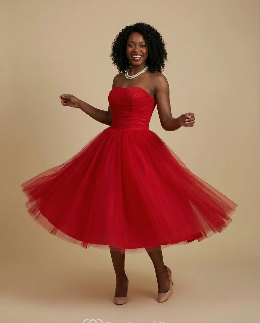 Classic Strapless Tulle Evening Gown view 5