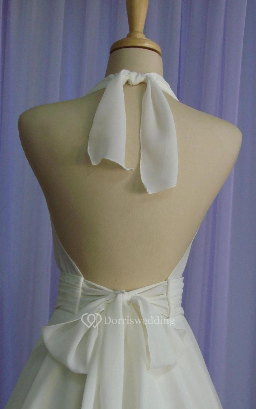 Marilyn Monroe White Halter Dress | Tea Length Costume | 1950s Vintage Wedding Gown view 6