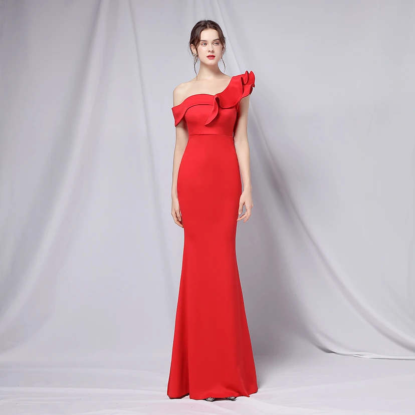 Sechsfarbiges, einseitig schulterfreies Abendkleid für festliche Anlässe, langes, elegantes, figurbetontes und sexy Meerjungfrauenkleid view 37