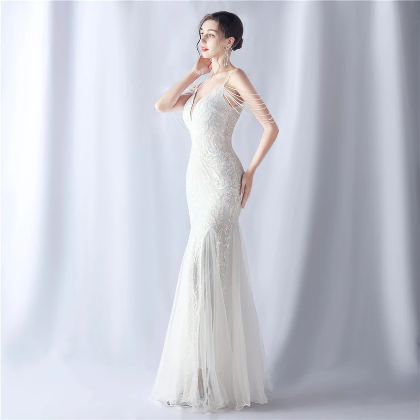 Robe de soirée haut de gamme en maille perlée et ornée de perles, modèle 3034. view 65