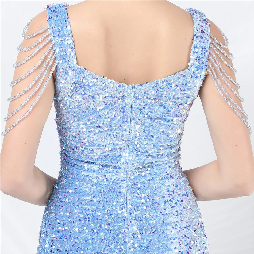 Velvet Handmade Sequined Heavy Craft Beaded Fantasy Sequined Short Skirt Evening Dress view 67