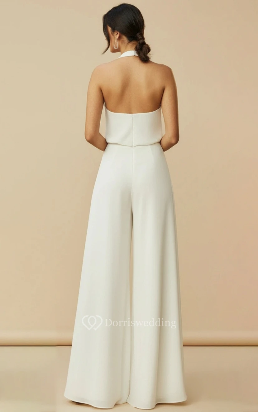Ruffle V-Neck Pleated Wedding Jumpsuit view 2