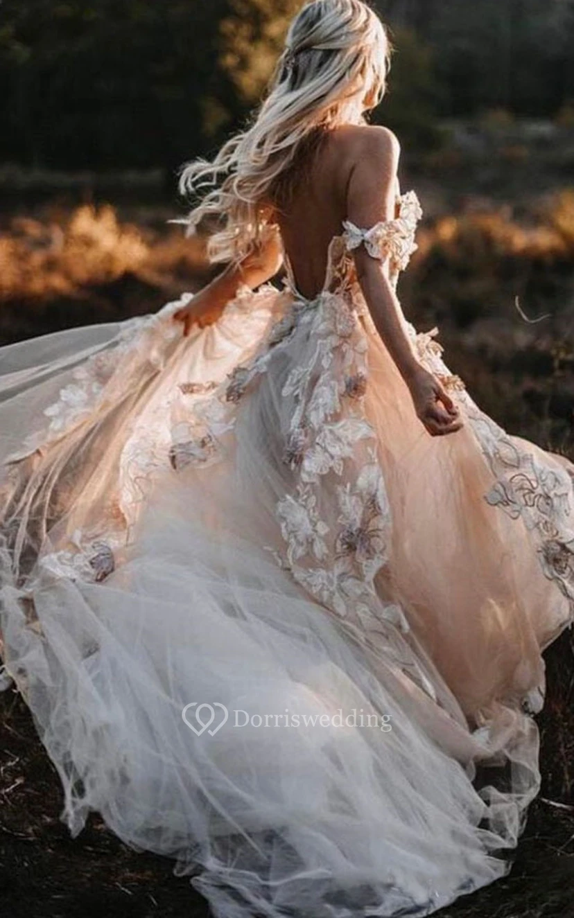 Bohemian Fairy Lace Wedding Dress | Country Plus Size Viking Floral Bridal Gown view 2