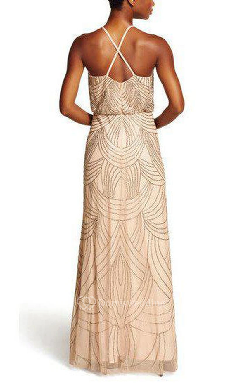 Spaghetti Straps Art Deco Floor-length Bridemaid Dress view 2