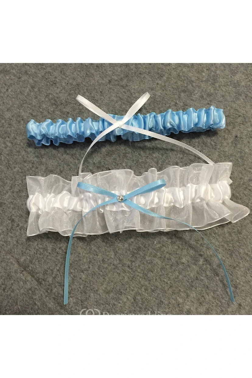 Fresh Multicolored Bow Two Piece Elastic Bridal Garter Within 16-23inch view 2