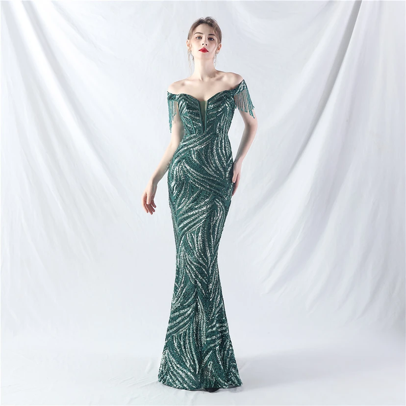 Palace Herringbone Waist Strap Heavy-Crafted Beaded High-End Evening Dress view 55