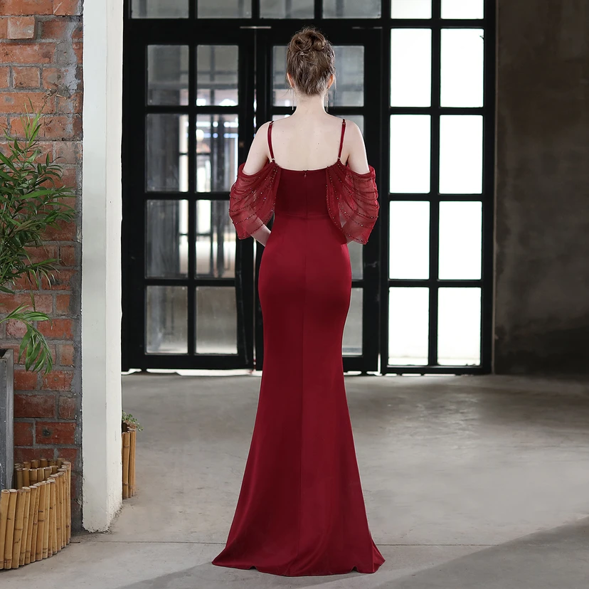 Toast Dress Bride Long Sling Thank You Banquet Slim Fishtail Skirt Wedding Car Model Exhibition Dress view 24