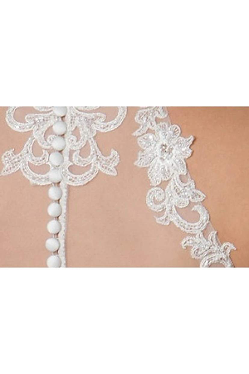 High Neck Illusion Back Sheath Bridal Gown With Allover Lace view 3