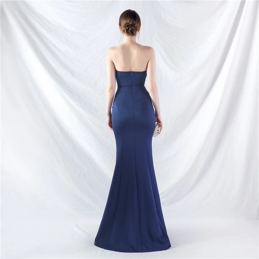 Craft Dress Sexy Off-Shoulder Wrapped Chest Satin Evening Dress view 14