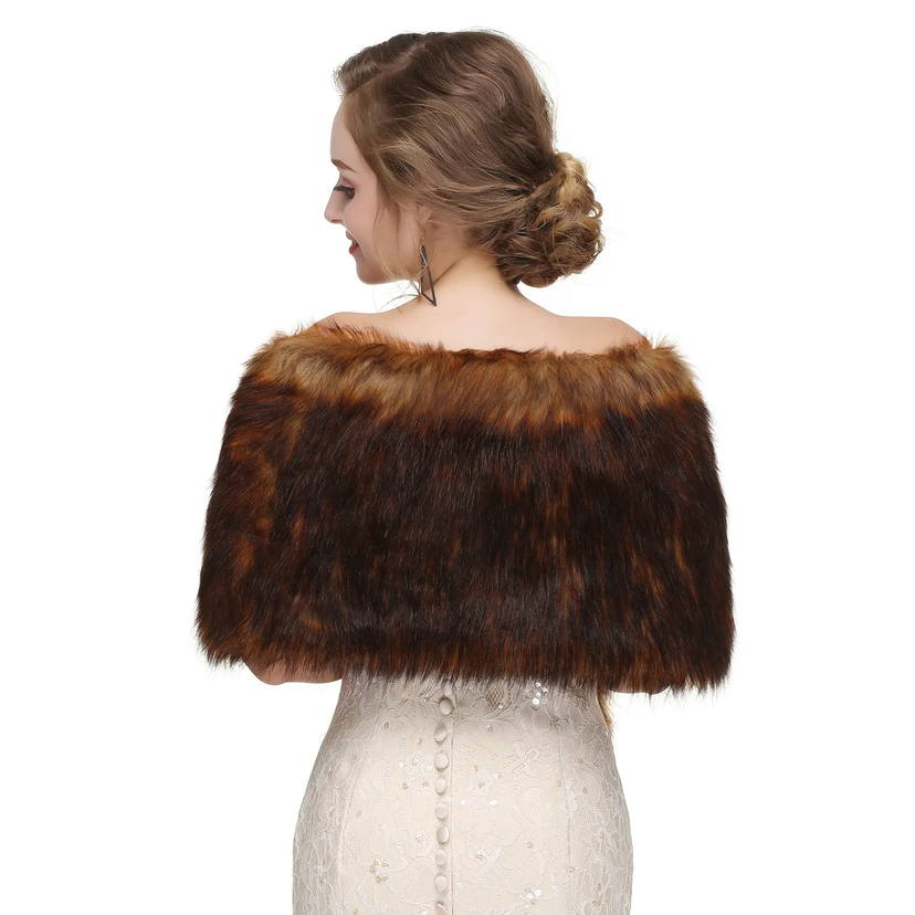 Bridal Winter Warm Wool Cape Fur Wedding Dress Fox Fur Waistcoat view 22