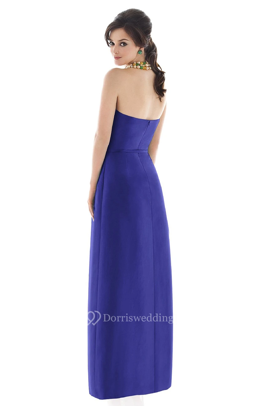 Magnificent Satin Gown With Ruching And Pockets view 3