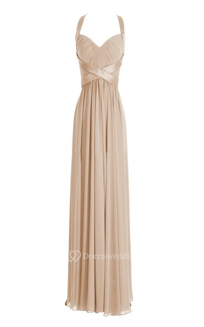Sleeveless Empire Long Chiffon Crisscross Dress view 7