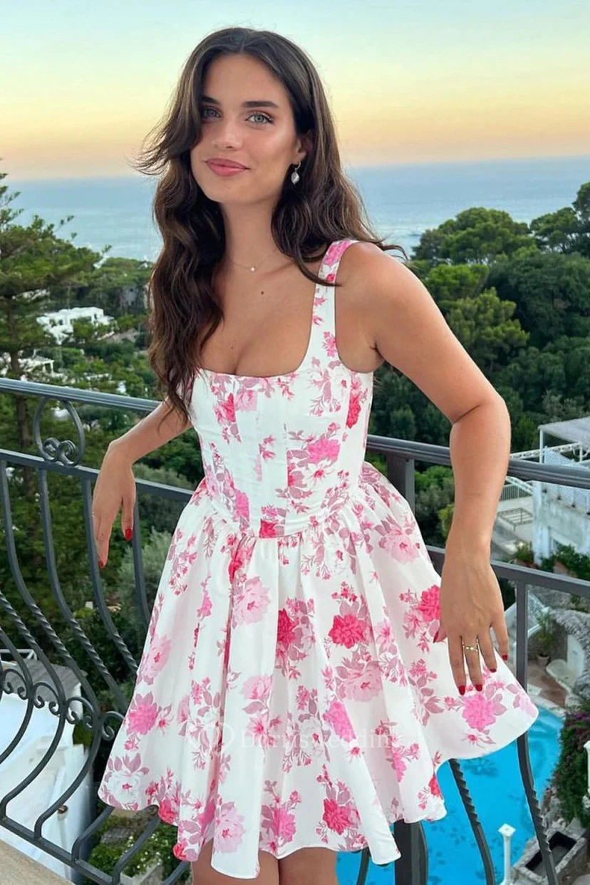 Robe d'été blanche à imprimé floral