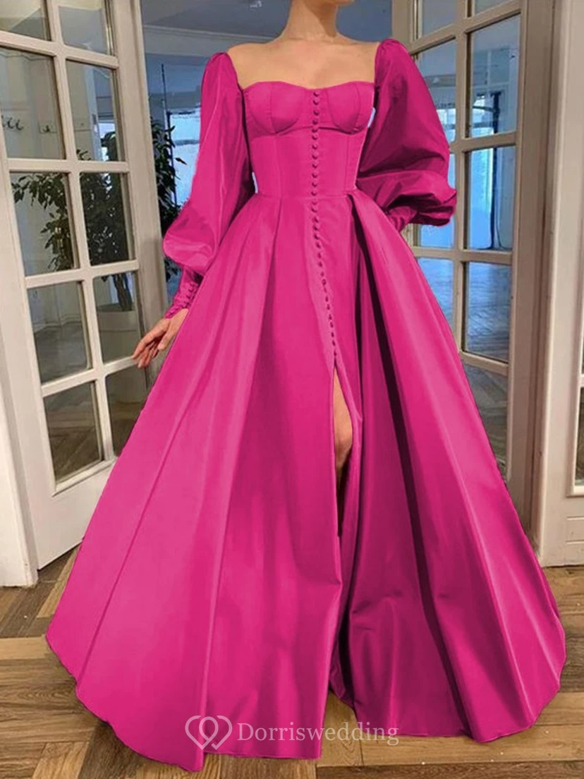 Elegantes Kleid im Vintage-Stil mit langen Puffärmeln, Empire-Stil und Schlitz vorne view 18
