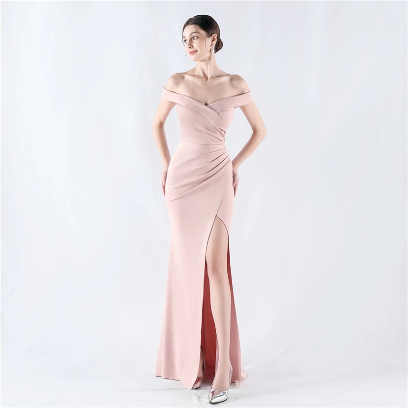 Robe de soirée classique asymétrique en satin à queue de poisson view 33