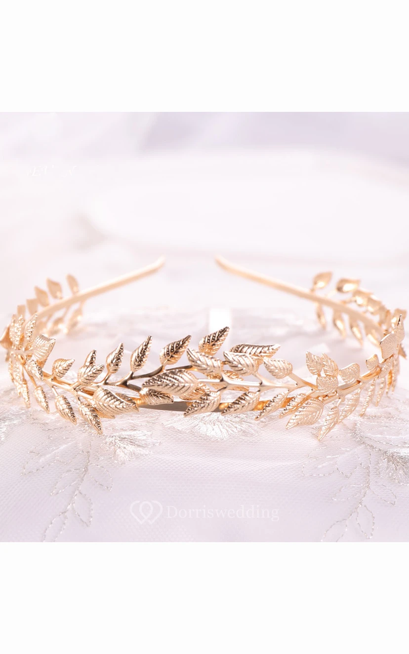 Europäisches handgefertigtes Vintage-Haarband aus goldenen barocken Weidenzweigen und Blumen view 2