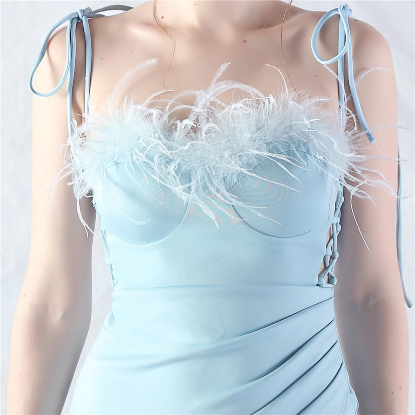 Double-Binding Waist-Shaped Ears Adjustable Satin Evening Dress view 8