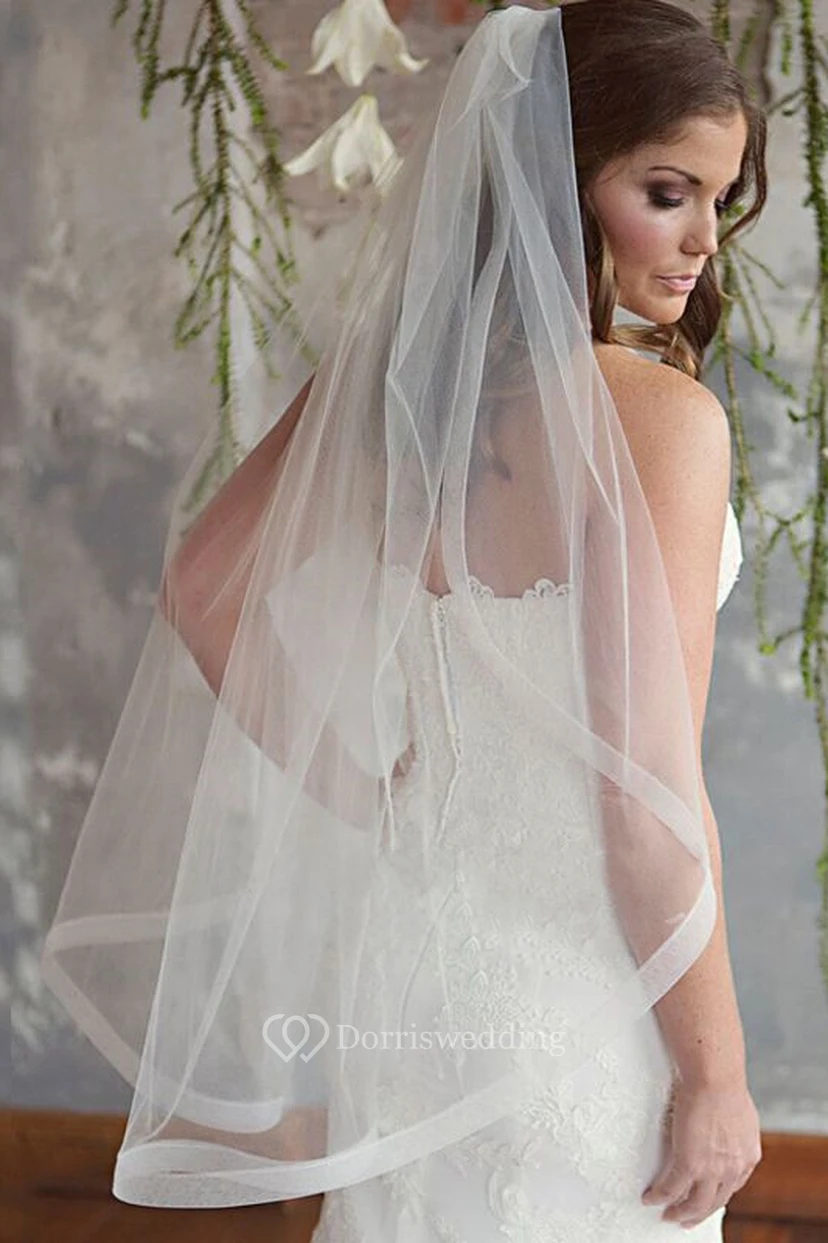 Simple Style Single Layer Soft Wedding Veil
