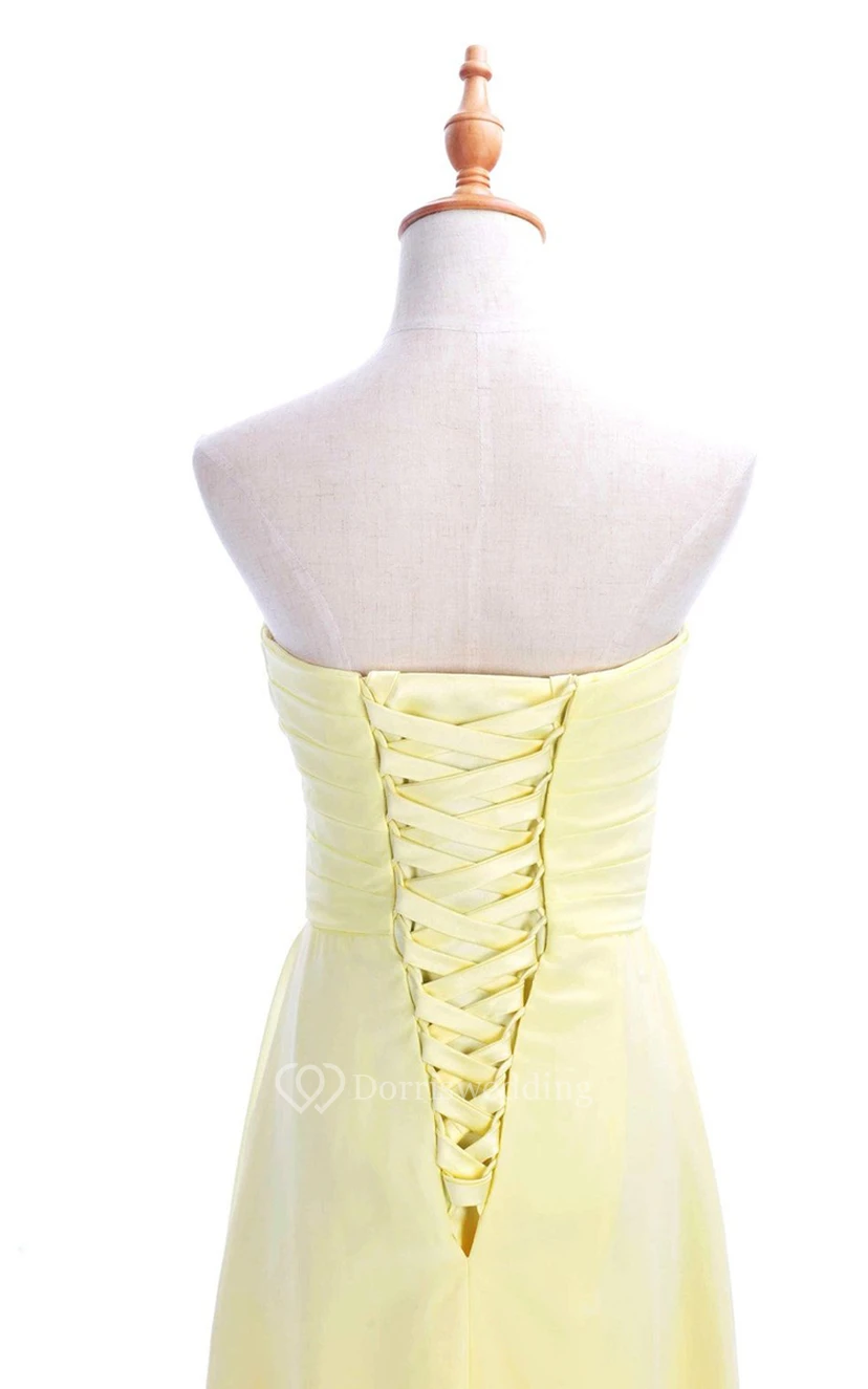Sweetheart Criss-cross Chiffon A-line Dress With Lace-up Back view 8