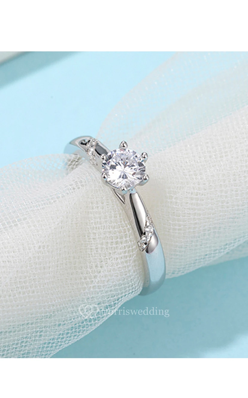 0.5 CT Moissanite 925 Silver Engagement Wedding Rings view 3