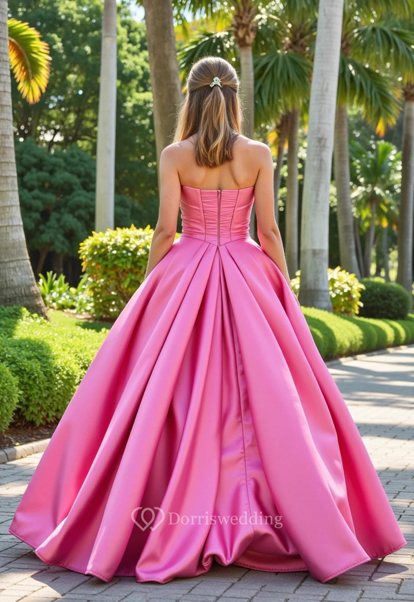 Schlichtes Ballkleid aus Satin mit Herzausschnitt view 2