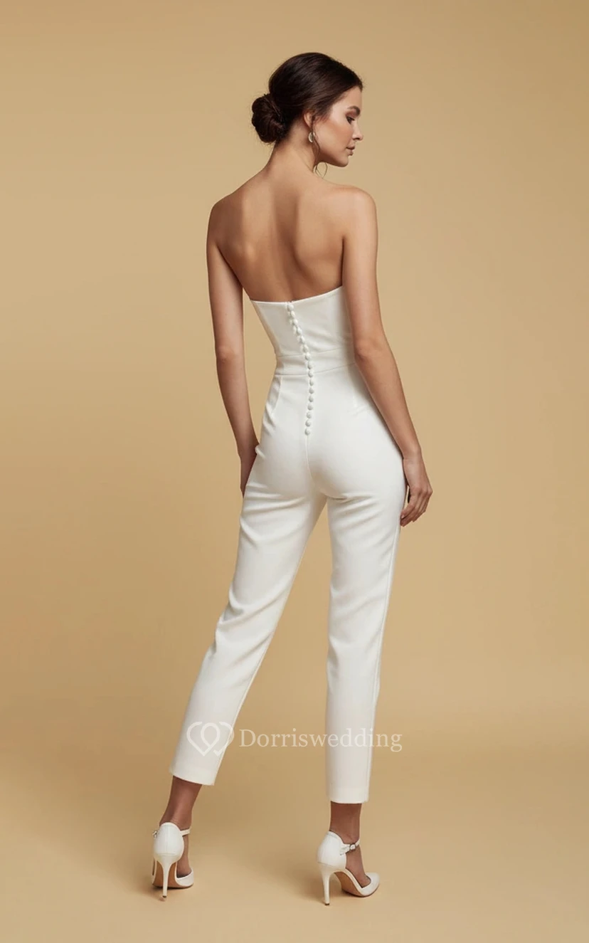 Strapless Pointed Toe Heel Ankle Length Wedding Jumpsuit view 2